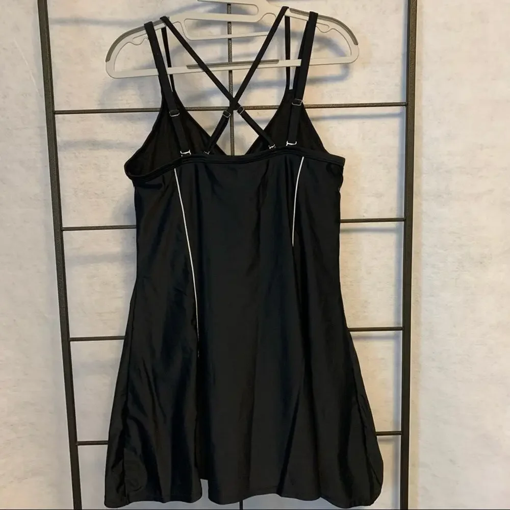 Swim Dress Black‎ and White Chevron Pattern